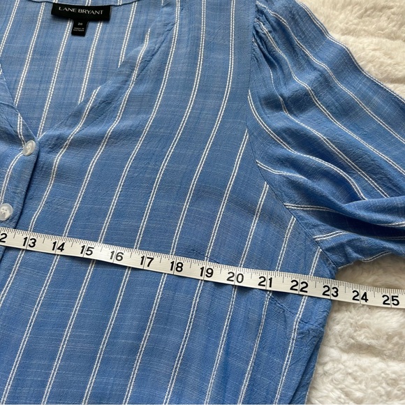 Lane Bryant Midi Dress Women’s 20 Blue White Striped Tie Waist V-Neck Soft Comfy - Picture 10 of 12